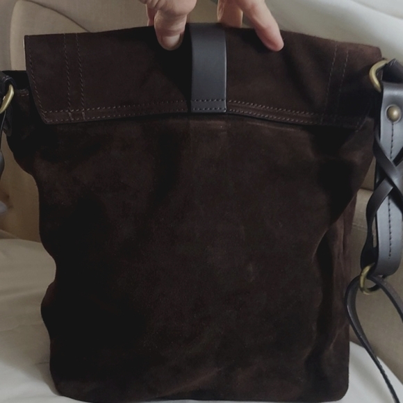 Garnet Hill Siena  Messenger Crossbody Leather Suede Bag Made in Italy - Picture 9 of 13